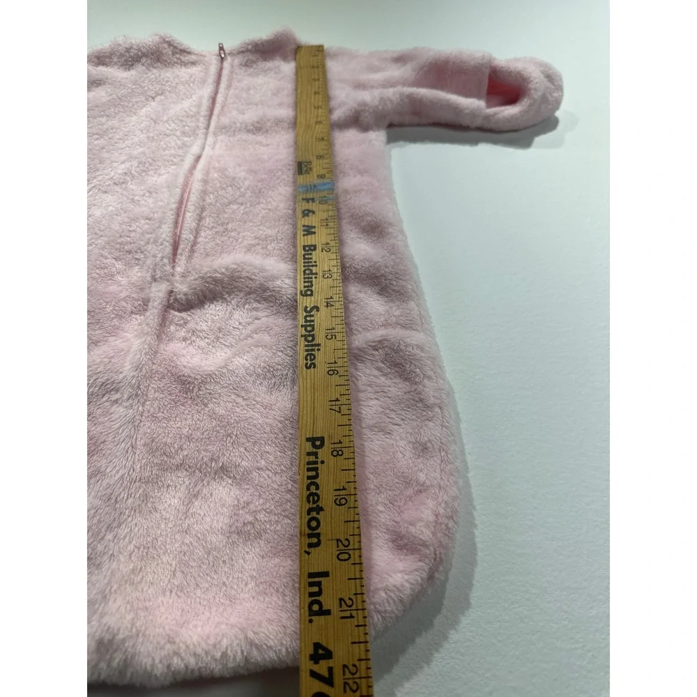 Vintage infant Pink Plush Fleece Sleep Sack Bunny Embroidered Wearable Blanket